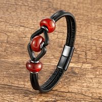 Simple Style Classic Style Korean Style Oval Stainless Steel Pu Leather Natural Stone Wholesale Bracelets sku image 4