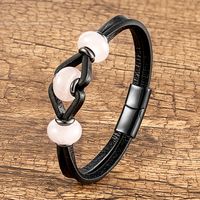 Simple Style Classic Style Korean Style Oval Stainless Steel Pu Leather Natural Stone Wholesale Bracelets sku image 13