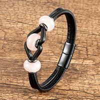 Simple Style Classic Style Korean Style Oval Stainless Steel Pu Leather Natural Stone Wholesale Bracelets sku image 15