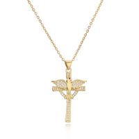 Ig Style Simple Style Cross Copper Plating Inlay Zircon Gold Plated Pendant Necklace main image 5