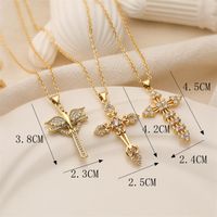 Ig Style Simple Style Cross Copper Plating Inlay Zircon Gold Plated Pendant Necklace main image 2
