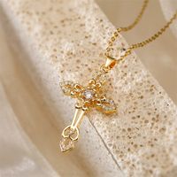 Ig Style Simple Style Cross Copper Plating Inlay Zircon Gold Plated Pendant Necklace main image 3