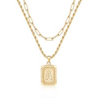 Hip-hop Cool Style Letter Square Copper Layered Plating 14k Gold Plated Double Layer Necklaces main image 3