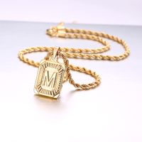 Hip Hop Style Cool Lettre Carré Le Cuivre Couches Placage Plaqué Or 14k Colliers Double Couche main image 4