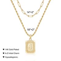 Hip-hop Cool Style Letter Square Copper Layered Plating 14k Gold Plated Double Layer Necklaces main image 2