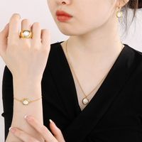 Stainless Steel 18K Gold Plated Simple Style Plating Inlay Oval Opal Jewelry Set main image 10