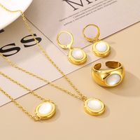 Stainless Steel 18K Gold Plated Simple Style Plating Inlay Oval Opal Jewelry Set main image 1