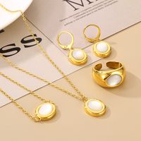 Stainless Steel 18K Gold Plated Simple Style Plating Inlay Oval Opal Jewelry Set main image 11