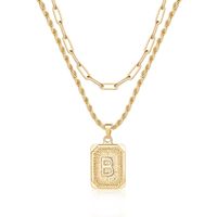Hip-hop Cool Style Letter Square Copper Layered Plating 14k Gold Plated Double Layer Necklaces sku image 2