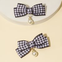 Women's Girl's Fairy Style Cute Preppy Style Houndstooth Synthetic Resin Fabric Bowknot Hair Clip sku image 1