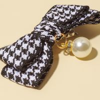 Women's Girl's Fairy Style Cute Preppy Style Houndstooth Synthetic Resin Fabric Bowknot Hair Clip main image 4