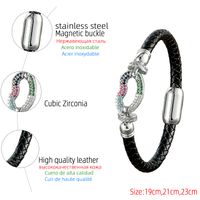 Sexy French Style Simple Style Lips Zircon Stainless Steel Pu Leather Wholesale Bracelets main image 2