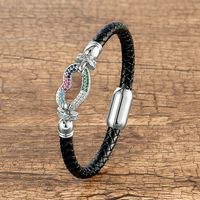 Sexy French Style Simple Style Lips Zircon Stainless Steel Pu Leather Wholesale Bracelets sku image 4