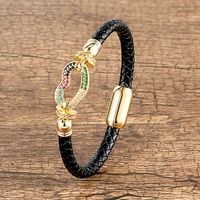Sexy French Style Simple Style Lips Zircon Stainless Steel Pu Leather Wholesale Bracelets sku image 1