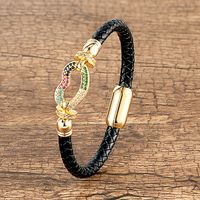 Sexy French Style Simple Style Lips Zircon Stainless Steel Pu Leather Wholesale Bracelets main image 1