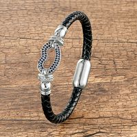 Sexy French Style Simple Style Lips Zircon Stainless Steel Pu Leather Wholesale Bracelets sku image 10