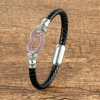 Sexy French Style Simple Style Lips Zircon Stainless Steel Pu Leather Wholesale Bracelets sku image 17