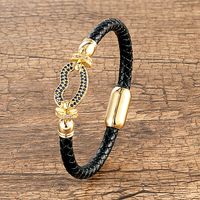 Sexy French Style Simple Style Lips Zircon Stainless Steel Pu Leather Wholesale Bracelets sku image 7