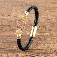 Sexy French Style Simple Style Lips Zircon Stainless Steel Pu Leather Wholesale Bracelets sku image 13