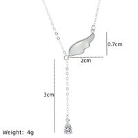 Wholesale IG Style Simple Style Electrocardiogram Wings Bow Knot 201 Stainless Steel Copper Plating Inlay Opal Zircon Pendant Necklace sku image 2