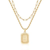 Hip-hop Cool Style Letter Square Copper Layered Plating 14k Gold Plated Double Layer Necklaces sku image 4