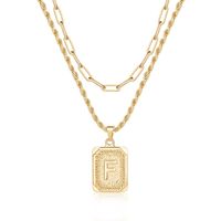 Hip-hop Cool Style Letter Square Copper Layered Plating 14k Gold Plated Double Layer Necklaces sku image 5