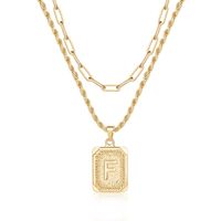 Hip Hop Style Cool Lettre Carré Le Cuivre Couches Placage Plaqué Or 14k Colliers Double Couche sku image 5