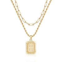 Hip-hop Cool Style Letter Square Copper Layered Plating 14k Gold Plated Double Layer Necklaces sku image 7