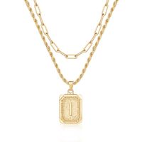 Hip-hop Cool Style Letter Square Copper Layered Plating 14k Gold Plated Double Layer Necklaces sku image 8