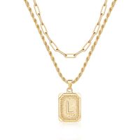 Hip-hop Cool Style Letter Square Copper Layered Plating 14k Gold Plated Double Layer Necklaces sku image 10
