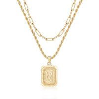Hip-hop Cool Style Letter Square Copper Layered Plating 14k Gold Plated Double Layer Necklaces sku image 11