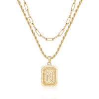 Hip-hop Cool Style Letter Square Copper Layered Plating 14k Gold Plated Double Layer Necklaces sku image 12