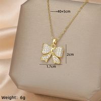 Wholesale IG Style Simple Style Electrocardiogram Wings Bow Knot 201 Stainless Steel Copper Plating Inlay Opal Zircon Pendant Necklace sku image 7