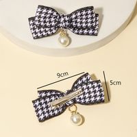 Women's Girl's Fairy Style Cute Preppy Style Houndstooth Synthetic Resin Fabric Bowknot Hair Clip main image 2