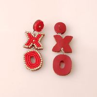 1 Pair Retro Letter Handmade Inlay Stainless Steel Cloth Glass Drop Earrings main image 6