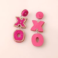 1 Pair Retro Letter Handmade Inlay Stainless Steel Cloth Glass Drop Earrings main image 5