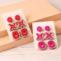1 Pair Retro Letter Handmade Inlay Stainless Steel Cloth Glass Drop Earrings main image 1