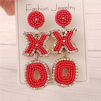 1 Pair Retro Letter Handmade Inlay Stainless Steel Cloth Glass Drop Earrings main image 4