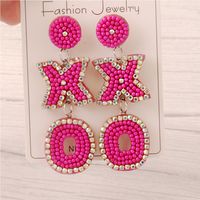 1 Pair Retro Letter Handmade Inlay Stainless Steel Cloth Glass Drop Earrings main image 3