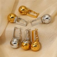 1 Pair Simple Style Ball Polishing Plating 304 Stainless Steel 16K Gold Plated White Gold Plated Gold Plated Drop Earrings main image 1