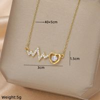 Wholesale IG Style Simple Style Electrocardiogram Wings Bow Knot 201 Stainless Steel Copper Plating Inlay Opal Zircon Pendant Necklace sku image 4