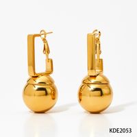 1 Pair Simple Style Ball Polishing Plating 304 Stainless Steel 16K Gold Plated White Gold Plated Gold Plated Drop Earrings sku image 2