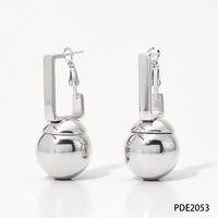 1 Pair Simple Style Ball Polishing Plating 304 Stainless Steel 16K Gold Plated White Gold Plated Gold Plated Drop Earrings sku image 1