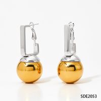 1 Pair Simple Style Ball Polishing Plating 304 Stainless Steel 16K Gold Plated White Gold Plated Gold Plated Drop Earrings sku image 3
