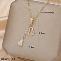 Wholesale IG Style Simple Style Electrocardiogram Wings Bow Knot 201 Stainless Steel Copper Plating Inlay Opal Zircon Pendant Necklace sku image 10