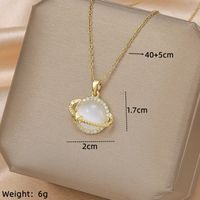 Wholesale IG Style Simple Style Electrocardiogram Wings Bow Knot 201 Stainless Steel Copper Plating Inlay Opal Zircon Pendant Necklace sku image 5