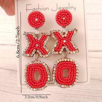 1 Pair Retro Letter Handmade Inlay Stainless Steel Cloth Glass Drop Earrings sku image 1