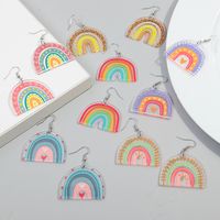 1 Pair Sweet Rainbow Heart Shape Arylic Drop Earrings main image 4