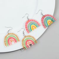 1 Pair Sweet Rainbow Heart Shape Arylic Drop Earrings main image 6