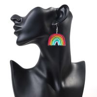 1 Pair Sweet Rainbow Heart Shape Arylic Drop Earrings main image 7